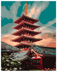 S015 Набор для рисования по номерам Японская пагода 40 50 см Cristyle