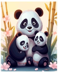 S069 Набор для рисования по номерам Милые панды 40 50см Cristyle