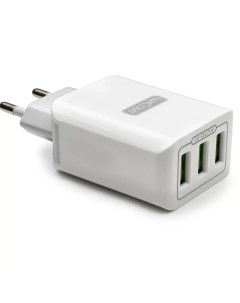 Сетевое зарядное устройство 3 USB 3 2А молочный серый Luxcase