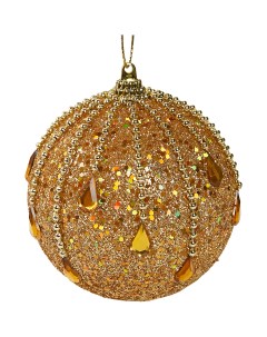 Елочное украшение Шар с бисером Christmas o7 8 см цвет золотой Без бренда