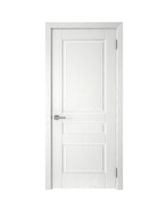 Дверь межкомнатная глухая с замком и петлями в комплекте Скин 1 60x200 см ПВХ цвет белый Без бренда