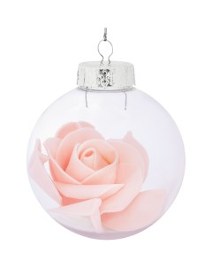 Елочное украшение Шар прозрачный с декором внутри Christmas o8 см цвет розовый Без бренда