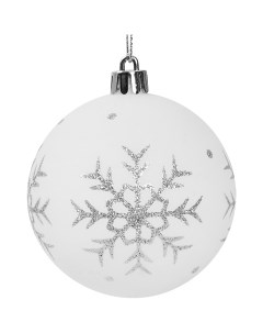 Елочное украшение Шар с узором Christmas o7 8 см цвет белый Без бренда