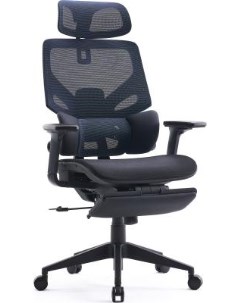 Кресло CS CHR MC01 BLBK синий сиденье черный сетка ткань с подголов крестов пластик подст для ног Cactus