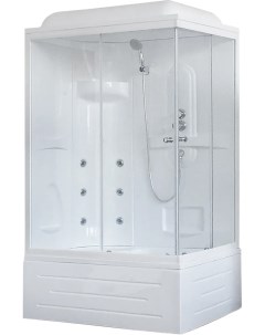Душевая кабина BP 100х80 L с гидромассажем профиль белый стекло прозрачное Royal bath