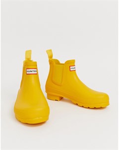 Желтые резиновые ботинки челси original Hunter