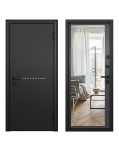 Дверь входная Крафт Скай правая черный шелк оскуро с зеркалом 950х2050 мм Torex