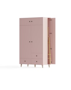 Детский шкаф с нишей справа розовый Fold