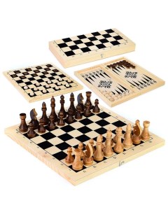 Шахматы гроссмейстерские шашки нарды 3в1 большой дерево 415х215мм 15мм Mpsport