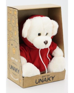 Мягкая игрушка мишка Аха 24 32 см 0937224S 16M бежевый красный Unaky soft toy