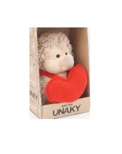 Мягкая игрушка Ежик Златон с красным сердцем 17 см красный бежевый Unaky soft toy