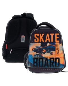 Рюкзак каркасный Hatber Ergonomic light СкейтБорд 38 х 29 х 15 см 3D чёрный оранжевый Nobrand