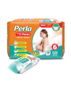 Комплект подгузники трусики Perla Pants Extra Large 15 кг влажные салфетки 72 шт Perla baby