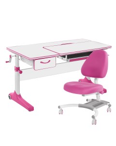 Комплект парта Uniqa Lite белый розовый с розовым креслом Figra Anatomica