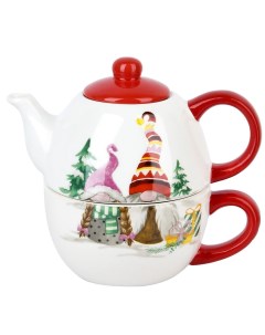 Набор 2 предмета Рождественские гномы чайник 400 мл чашка 360 мл керамика Dolomite