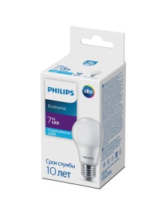 Светодиодная лампа E27 7W 6500К холодный A60 Ecohome Б0054025 Philips
