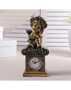 Часы настольные каминные Ангел с медвежонком цвет золото h 25 5 см микс Nobrand