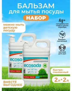 Средство для мытья посуды и детских вещей 2 шт х 2 л Ecosoda