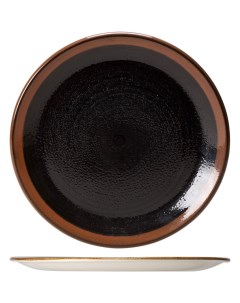 Тарелка Кото мелкая 300х300х18мм фарфор черный коричневый Steelite