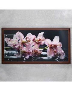 Часы картина настенные серия Цветы Фиолетовые орхидеи 50 х 100 см Nobrand