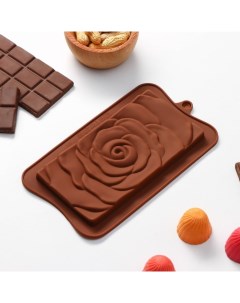 Форма для шоколада Роза 17 5x10 5x1 см цвет шоколадный Доляна
