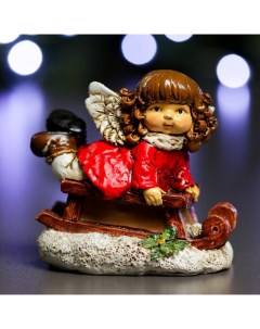 Фигура Девочка на санях красный 9х6х9см Хорошие сувениры