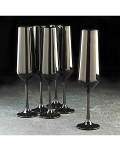 Набор бокалов для шампанского Сандра 200 мл 6 шт цвет чёрный Crystal bohemia