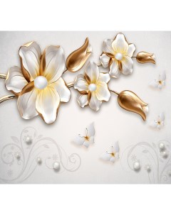 Фотообои Decor Белые бабочки с цветами 300х270 Divino