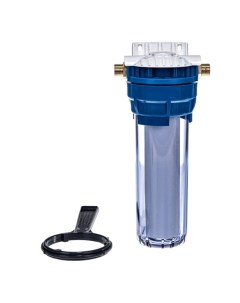 Магистральный фильтр для воды с картриджем 1П 1 2 прозрачный 32007 Гейзер