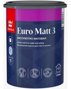 Euro Matt 3 base A краска интерьерная глубокоматовая для стен и потолка 0 9л Tikkurila