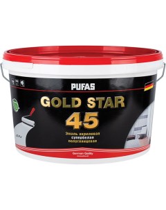 Gold Star 45 краска латексная моющаяся полуглянцевая 0 9л Pufas