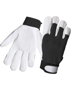 Кожаные перчатки утепленные манжета велкро белый черный JLE305 10 XL Jeta safety