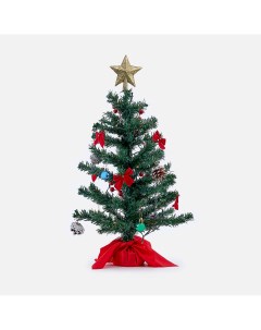 Ель искусственная Christmas tree с украшениями и led гирляндой 60 см зеленая Yiwu union