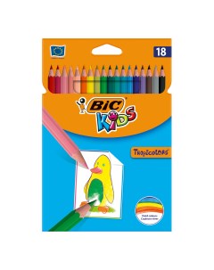Карандаши цветные Kids Tropicolors 18 цветов Bic