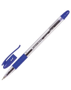Ручка шариковая масляная с грипом Glassy синяя корпус прозрачный 142698 24 шт Brauberg