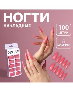 Накладные ногти 100 шт в контейнере цвет розовый Queen fair