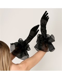 Карнавальный аксессуар перчатки с воланом цвет черный Страна карнавалия