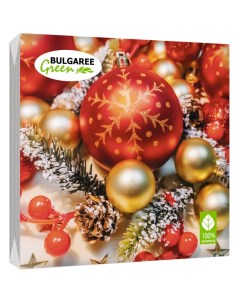 Салфетки бумажные Новогодние шары красные 3 слоя 33x33см 20 штук Bulgaree green