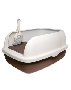 Туалет Титан для кошек прямоугольный совок в комплекте кофейный 1 3 кг Триол