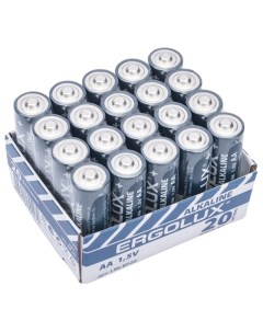 Батарейка LR6 BP20 Alkaline LR6 AA 1 5 В 2700 мА ч 20 шт в упаковке 14675 Ergolux