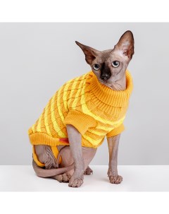 Свитер полосатый для кошек и собак 35 см желтый Petmax