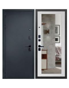 Дверь входная Брест левая антик серебро белый матовый с зеркалом 860х2050 мм Дверной континент