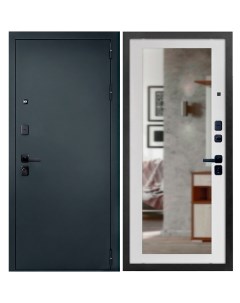 Дверь входная Брест правая антик серебро белый матовый с зеркалом 860х2050 мм Дверной континент