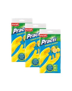 Перчатки резиновые Practi с ароматом лимона S желтые 3 упаковки по 1 паре Paclan