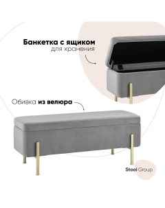 Банкетка Болейн с ящиком велюр серый Stool group