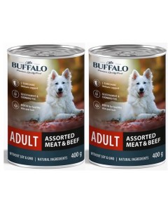 Консервы для собак ADULT Мясное ассорти с говядиной 2 шт по 400 г Mr.buffalo