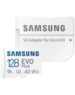 Карта памяти MicroSDXC 128GB MB MC128KA CN EVO Plus U3 A2 V30 UHS I SD Adapter 130MB s Samsung