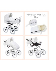 Коляска Prestige Lily 3в1 люлька прогулочный блок автокресло цвет белый L 1 Reindeer