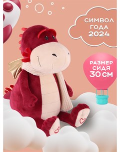 Мягкая игрушка символ года 2024 плюшевый дракон бордовый MT MRT012312 3 30 Maxitoys