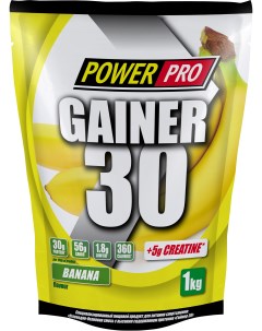 Гейнер с креатином Gainer 30 банан 1 кг Power pro